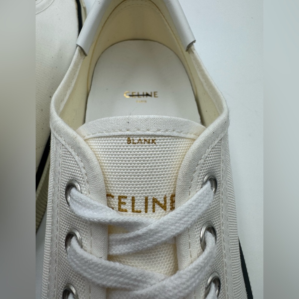 CELINE Hedi Slimane white canvas cream rubber toe cap low top sneaker - Picture 5 of 7